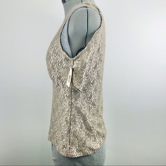 LA II Metallic Gold Lace Sleeveless Camisole Top NEW - Picture 4 of 8